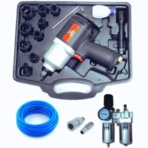 Painter Spray Gun (LABEL) Combo of Elephant 1/2-Inches Impact Wrench IW 02 cm, PU coil 10 m, 2 Set Connector and 1/2-inch FR (Multicolour)