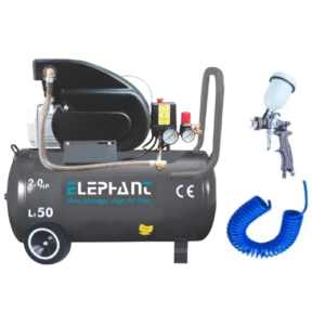 Elephant Air Compressor 50L AC50C with Painter Professional Spray Gun PF-01, 1.3 MM, PU Pipe & Fittings (AC50C-PF01-Combo)