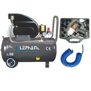 Elephant Combo of Pneumatic Impact wrench 1/2" IW 02 CM and Air Compressor 50 L, AC-50C with PU Pipe and Fittings