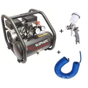 Elephant Oil free & Noiseless Air Compressor 6 Ltr. and Painter Professional Spray Gun PF 02, 0.8 mm with PU Pipe & Fittings (AC 6L - PF 02, 0.8)