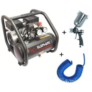 Elephant Oil free & Noiseless Air Compressor 6 Ltr. and Painter Plus Spray Gun PS 01 with PU Pipe & Fittings (AC 6L - PS 01)