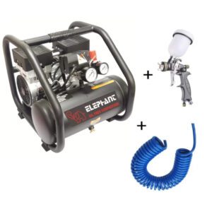Elephant Oil free & Noiseless Air Compressor 6 Ltr. and Painter Professional Spray Gun PF 02, 1.2 mm with PU Pipe & Fittings (AC 6L - PF 02, 1.2)
