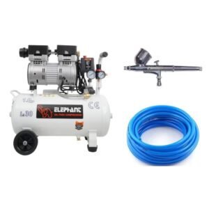 Elephant 1 HP Oil Free & Noiseless Air Compressor 30 Litre 100% Copper Winding with Painter Air Brush AB19, PU Pipe and Fittings(AC30DC-AB19)