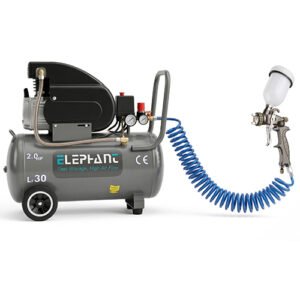 Elephant Air Compressor 30 L 2 HP AC30C with Paint Spray Gun PF-01, 1.3 mm and PU Pipe 10 m Coil (‎AC30C-PF-01)