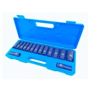 Elephant 1/2" Square Drive 6-Point Deep Impact Sockets-Thin Wall (Set of 15 Sockets)