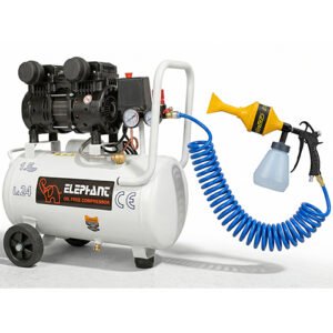 Elephant Combo of 1.5 HP Oil Free & Noiseless Air Compressor 24 Litre and Painter Foam Gun FG-21 with PU Pipe 10 Mtr. Coil & Fittings (AC24DC-FG21)