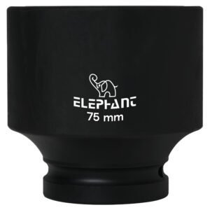 Elephant 1" Square Drive 6-Point STD Impact Sockets Size 75mm, Length 90mm