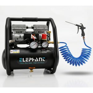 Elephant Oil free & Noiseless Air Compressor 6 Ltr. and Painter Air Blow Gun with PU Pipe & Fittings (AC 6L - ABG 04)