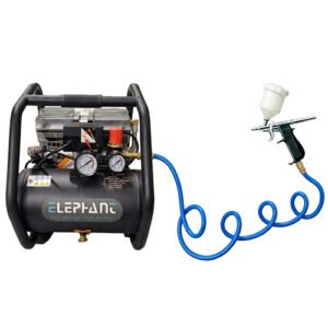 Elephant Oil free and Noiseless Air Compressor 6 Ltr. and 60 ml Artmaster Air Brusher with PU Pipe ad Fittings (AC 6L - AC 60)