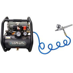 Elephant Oil free & Noiseless Air Compressor 6 Ltr. and Painter Air Brusher AB-19 with PU Pipe & Fittings (AC 6L - AB 19)