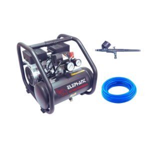 Elephant Oil free & Noiseless Air Compressor 6 Ltr. and Painter Air Brusher AB-19 with PU Pipe & Fittings (AC 6L - AB 19)