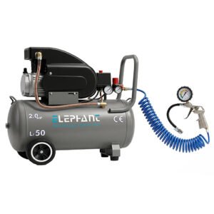Elephant Air Compressor 50 litres 2 HP AC50C with Tire Inflating Gun TG-08 & PU Pipe 10 Mtr. Coil (AC50C-TG08)