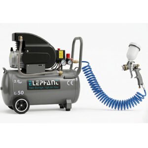Elephant Air Compressor 50L  2 HP AC50C with Painter Professional Spray Gun PF-01, 1.3 MM, PU Pipe & Fittings (AC50C-PF01-Combo)