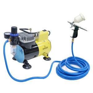 Elephant Combo of Piston Type Mini Air Compressor with fan AS-182 with Artmaster Airbrush AC-60 and PU Pipe 3 Meter, Useful for : Make-up, Tattoo, Cake Decorating, Art Work etc. Brand: Elephant