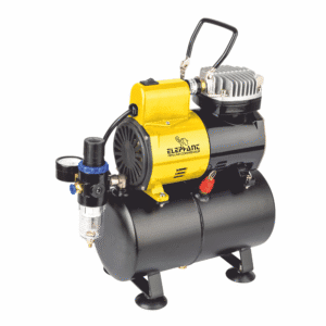 Elephant Piston Type Mini Air Compressor with fan and 3 ltr. Air tank capacity AS-186 for Air Brushes (Artistic Gun/Pen Gun) For use Makeup, Cake Decorating, Tattoo, Face, Body Painting Airbrushing.