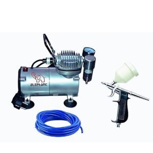 Painter Spray Gun (LABEL) Combo of Elephant Air Compressor with Artmaster Airbrush 60 ML for use Makeup Cake Decorating Tattoo Face Body Painting Airbrushing.
