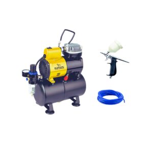 Elephant Combo of Piston Type Mini Air Compressor with fan and 3 ltr. Air tank capacity AS-186 with Artmaster Airbrush AC-60 and PU Pipe 3 Meter. (AS-186-AC-60)