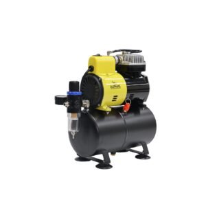 Elephant Piston Type Mini Air Compressor with fan and 3 ltr. Air tank capacity AS-186 for Air Brushes (Artistic Gun/Pen Gun) For use Makeup, Cake Decorating, Tattoo, Face, Body Painting Airbrushing.