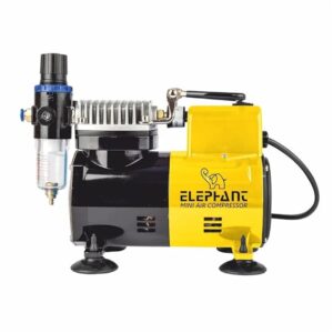 Elephant Piston Type Mini Air Compressor with fan AS-182 for Air Brushes (Artistic Gun/Pen Gun) For use Makeup, Cake Decorating, Tattoo, Face, Body Painting Airbrushing.