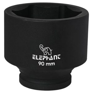 Elephant Metal 1" Square Drive 6-Point Std Impact Sockets Size 90Mm, Length 90Mm
