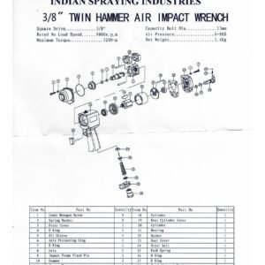 Elephant 1/2" Impact Wrench IW-01 Spare Parts