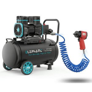 Elephant Combo of Pneumatic Impact wrench 1/2" IW 02C and Air Compressor 50 Ltr AC-50DC with PU Pipe and Fittings (AC50DC-AL-IW-02C)