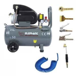 Elephant Combo of Air Compressor 50 Ltr AC-50C and PU Pipe with Air Inflators (AC-50C-COMBO-1)