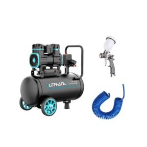 Elephant 1.5 HP Oil Free & Noiseless Air Compressor 30 Litre 100% Aluminium Winding with Painter HVLP Professional Spray Gun PF-02, PU Pipe and Fittings(AC30DC-PF02)