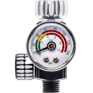 Painter Spray Gun (label) ACWG-01 High Flow Spray Gun Regulator with Gauge, 0 to 140 PSI - Air Flow Control Adjusting Valve for Air Tools
