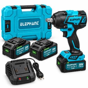 Elephant Heavy Duty 20V Cordless 1/2" Impact Wrench with 2 Batteries | Build-in LED Lights | 1000 NM Torque | Forward & Reverse Switch BW-1000