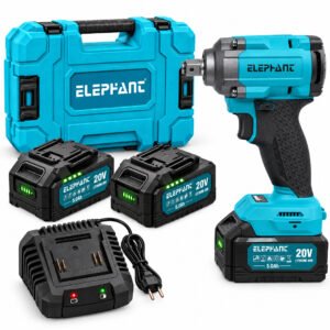 Elephant Heavy Duty 20V Cordless 1/2" Impact Wrench with |2 Batteries,| 600 NM TORQUE | Build-in LED Lights,| Forward & Reverse Switch | BW-600