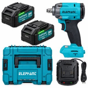 Elephant Heavy Duty 20V Cordless 1/2" Impact Wrench with |2 Batteries,| 600 NM TORQUE | Build-in LED Lights,| Forward & Reverse Switch | BW-600