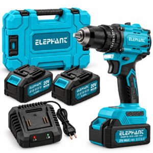 ELEPHANT 21V Max Cordless Impact Drill, 19-Mode 3-in-1 Drill Driver with 2 Batteries, Built-in LED Light, Variable Speed & Forward/Reverse Control, ID-10 for Home, DIY & Workshop Use
