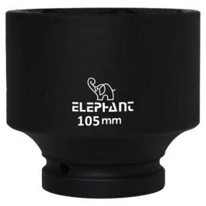 ELEPHANT 1" Square Drive 6-Point Standard Impact Socket, 105 mm Size, 105 mm Length, Heavy-Duty Socket for Trucks, Buses, Tractors & Industrial Applications