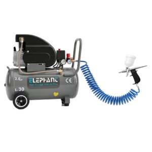 Elephant Combo of 2 HP Air Compressor 30 Ltr. and 60 ml Artmaster Air Brusher with PU Pipe and Fittings (AC 30C - AC 60)