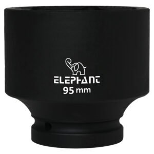 ELEPHANT 1" Square Drive 6-Point Standard Impact Socket, 95 mm Size, 95 mm Length, Heavy-Duty Socket for Trucks, Buses, Tractors & Industrial Applications