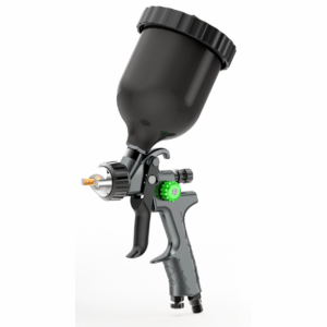 Painter PT-02 HVLP Gravity Feed Spray Gun with 300 ml Non-Drip Paint Cup, 1.2 mm Nozzle, 1/4" Air Inlet, 20-50 PSI, for Car Painting, Furniture, Primer & Industrial Coating (Black/Green)